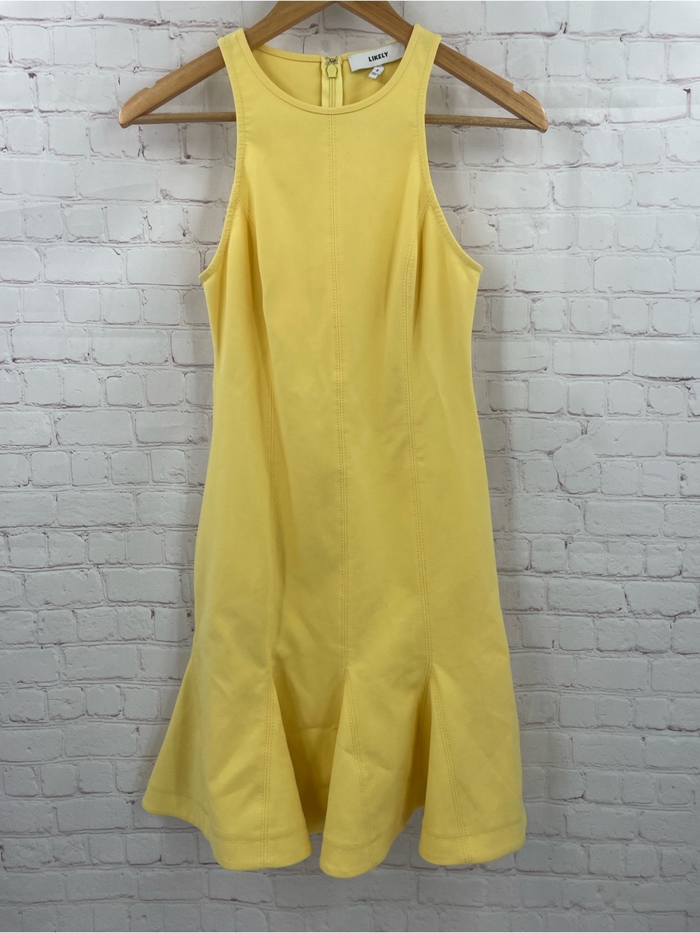 Likely Sunlit Yellow Sleeveless Midi Dress Size 2 Ruffle Bodycon